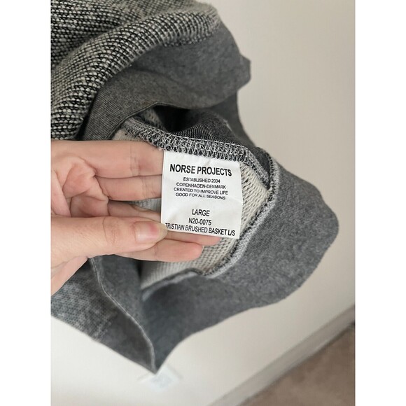 NORSE PROJECTS Men's Tristian Brushed Basket Sweater in Black/Ivory Size LARGE - Picture 6 of 7